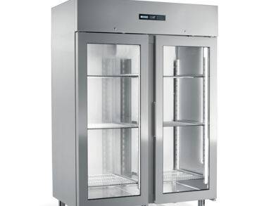 Armoire positive GN2/1, cuve inox, 2 portes vitrées, 1400L