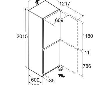 Combiné électroménager postif/négatif, 371L