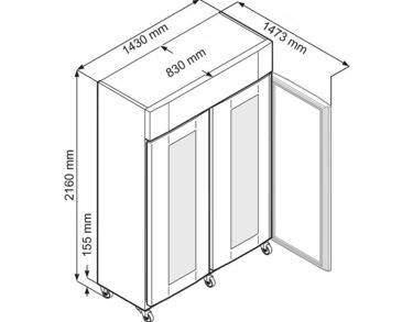 Armoire positive 5°C ± 2°C, 1361 litres, porte vitrée