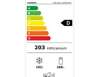 Combiné électroménager postif/négatif, 371L