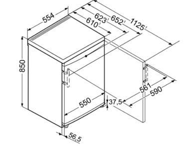 Réfrigérateur électroménager, table top, largeur 55cm