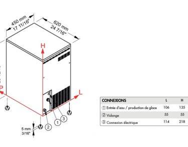Machine à glace grains 67 kg/24h, réserve 10kg, condenseur air, pompe de vidange