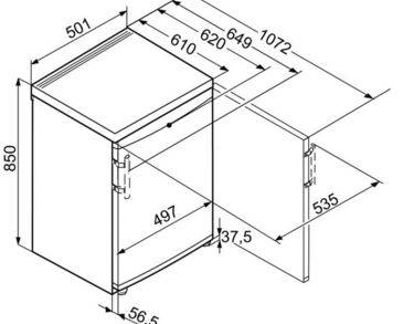 Réfrigérateur électroménager, table top, largeur 50cm