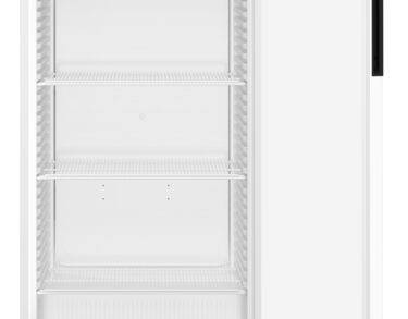 Armoire positive, carrosserie epoxy blanc, porte vitrée, 569L