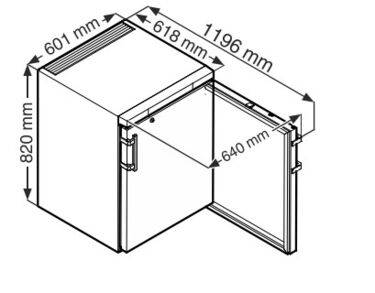 Armoire médicaments 5°C ± 3°C, 152 litres, encastrable sous paillasse, porte vitrée