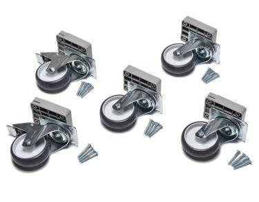 Jeu de 5 roulettes dont 2 avec freins Ø 100mm - H 160 pour modèles 2 portes