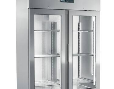 Armoire positive GN2/1, cuve inox, 2 portes vitrées, 1400L